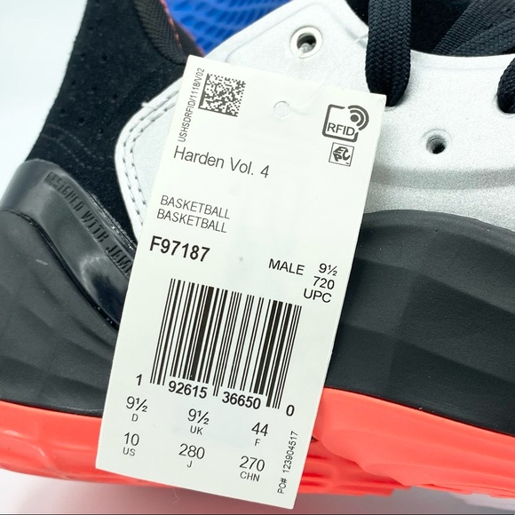 Adidas Harden Vol.4 Barbershop BLACK SILVER Sz 10 - Picture 6 of 6